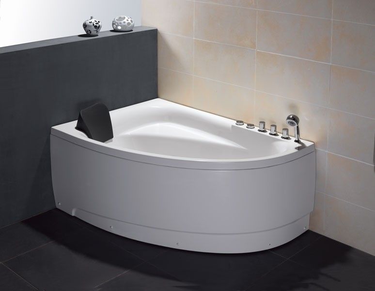 EAGO AM161-R 59" Single Person Corner White Acrylic Whirlpool BathTub - PrimeFair