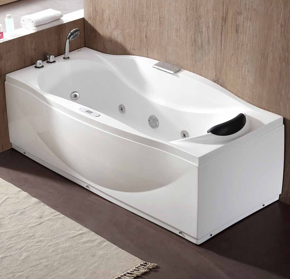EAGO AM189ETL-L 6 ft Left Drain Acrylic White Whirlpool Bathtub w/ Fixtures - PrimeFair