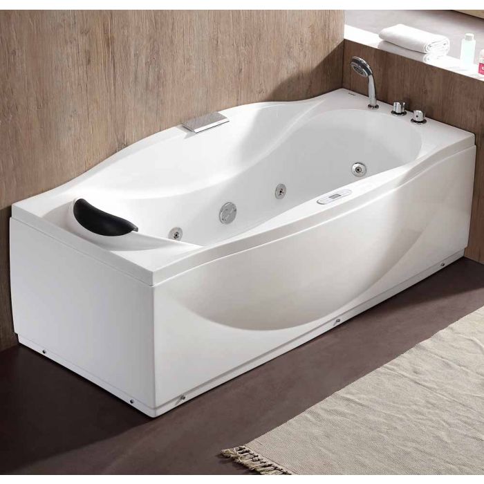 EAGO AM189ETL-R 6 ft Right Drain Acrylic White Whirlpool Bathtub w/ Fixtures - PrimeFair