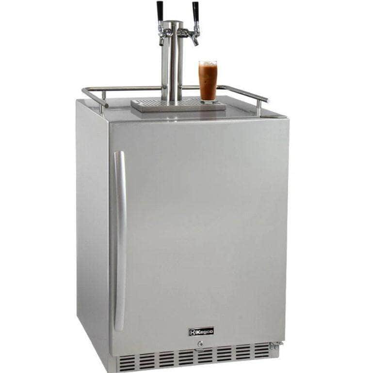 Kegco 24" Wide Cold Brew Co9fee Dual Tap All Stainless Steel Outdoor Built-In Right Hinge Kegerator (ICHK38SSU-2) - PrimeFair