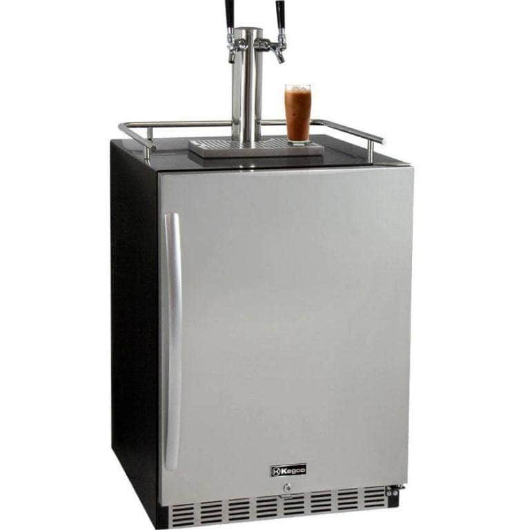 Kegco 24" Wide Cold Brew Coffee Dual Tap Black Commercial Built-In Right Hinge Kegerator (ICHK38BSU-2) - PrimeFair