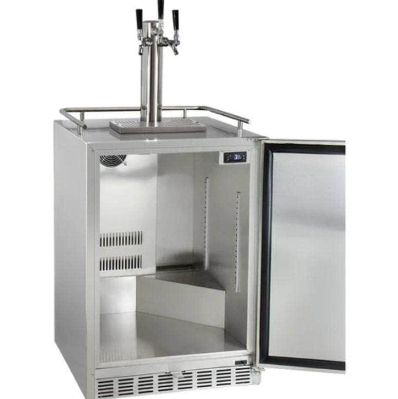 Kegco 24" Wide Cold Brew Coffee Triple Tap All Stainless Steel Outdoor Built-In Right Hinge Kegerator (ICHK38SSU-3) - PrimeFair