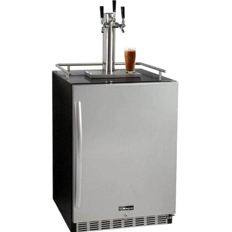 Kegco 24" Wide Cold Brew Coffee Triple Tap Stainless Steel Commercial Built-In Right Hinge Kegerator (ICHK38BSU-3) - PrimeFair