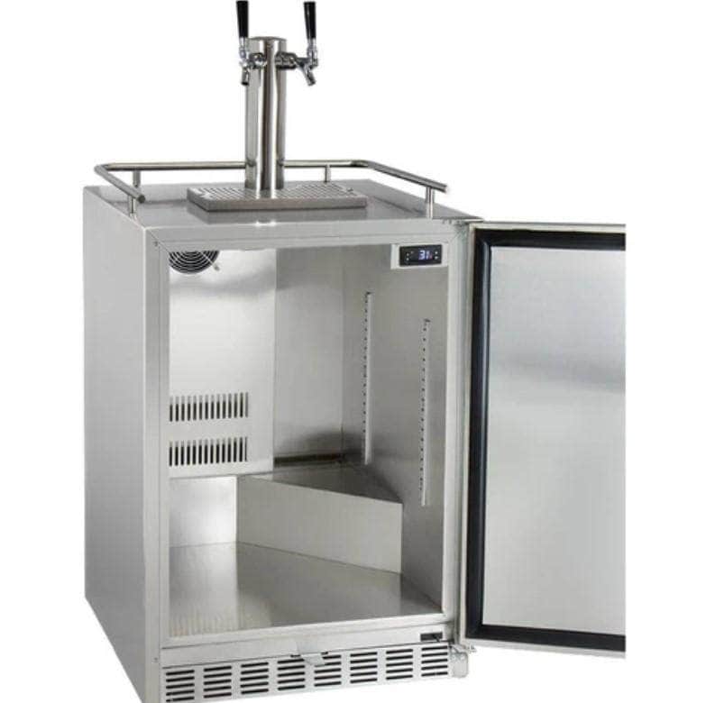 Kegco 24" Wide Dual Tap All Stainless Steel Outdoor Built-In Right Hinge Kegerator with Kit (HK38SSU-2) - PrimeFair