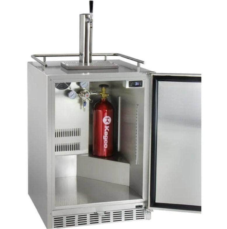 Kegco 24" Wide Single Tap All Stainless Steel Outdoor Built-In Right Hinge Kegerator with Kit (HK38SSU-1) - PrimeFair