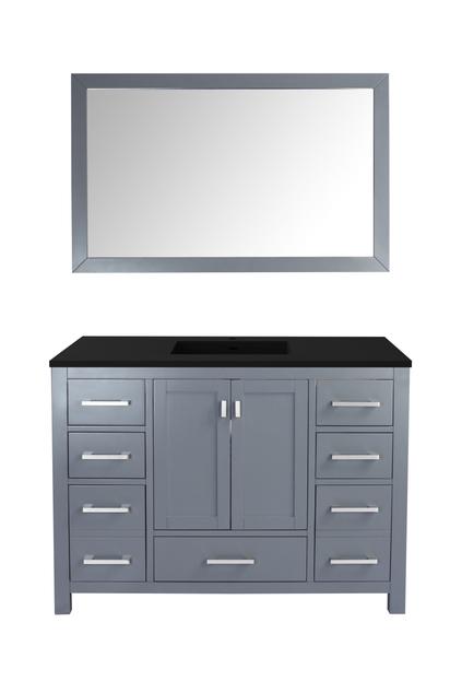 Laviva Wilson 48" Grey Bathroom Vanity with Matte Black VIVA Stone Solid Surface Countertop 313ANG-48G-MB