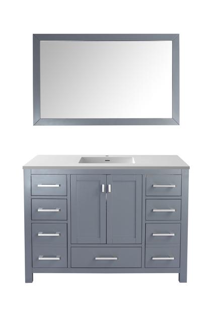Laviva Wilson 48" Grey Bathroom Vanity with Matte White VIVA Stone Solid Surface Countertop 313ANG-48G-MW