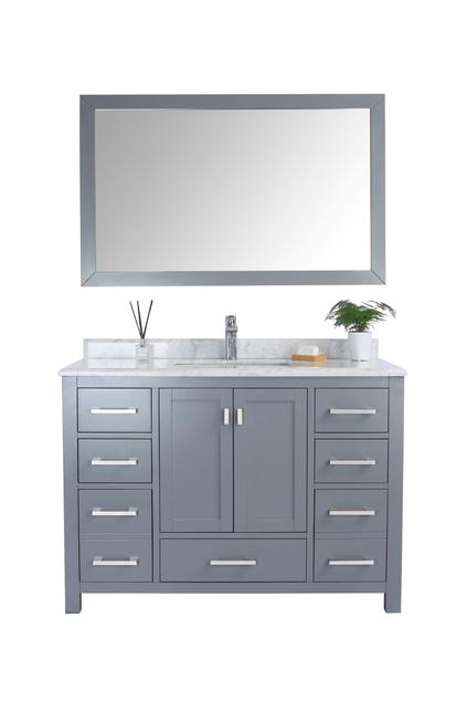Laviva Wilson 48" Grey Bathroom Vanity with White Carrara Marble Countertop 313ANG-48G-WC