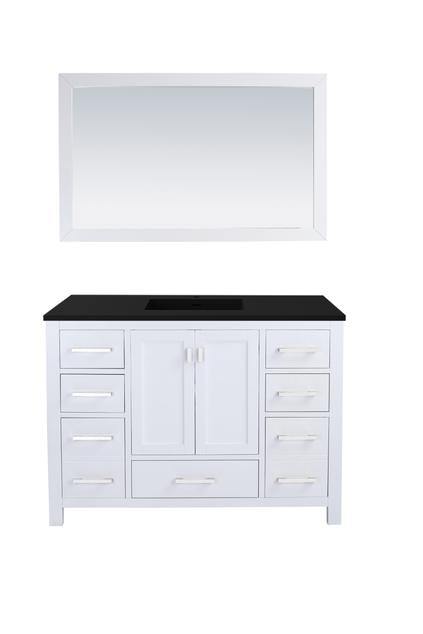 Laviva Wilson 48" White Bathroom Vanity with Matte Black VIVA Stone Solid Surface Countertop 313ANG-48W-MB