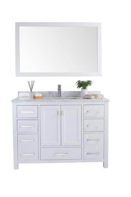 Laviva Wilson 48" White Bathroom Vanity with White Carrara Marble Countertop 313ANG-48W-WC
