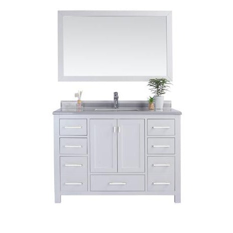 Laviva Wilson 48" White Bathroom Vanity with White Stripes Marble Countertop 313ANG-48W-WS
