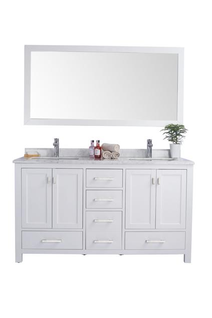 Laviva Wilson 60" White Double Sink Bathroom Vanity with White Carrara Marble Countertop 313ANG-60W-WC
