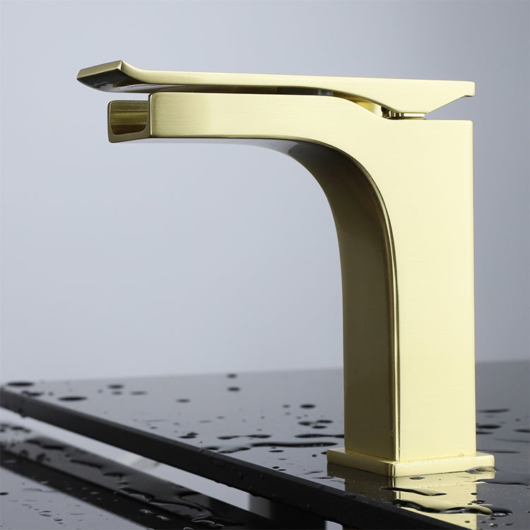 Lexora Balzani Brass Single Hole Waterfall Bathroom Faucet - Brushed Brass LFS1011BS
