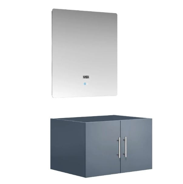 Lexora Geneva 30" Dark Grey Single Vanity, no Top and 30" LED Mirror LG192230DB00LM30