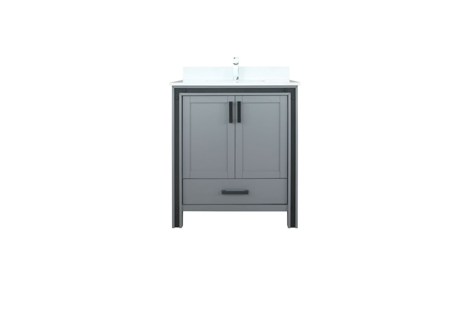 Lexora Ziva 30" Dark Grey Single Vanity, Cultured Marble Top, White Square Sink and no Mirror LZV352230SBJS000