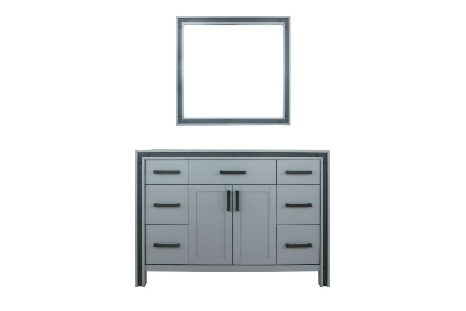Lexora Ziva 48" Dark Grey Single Vanity, no Top and 34" Mirror LZV352248SB00M34