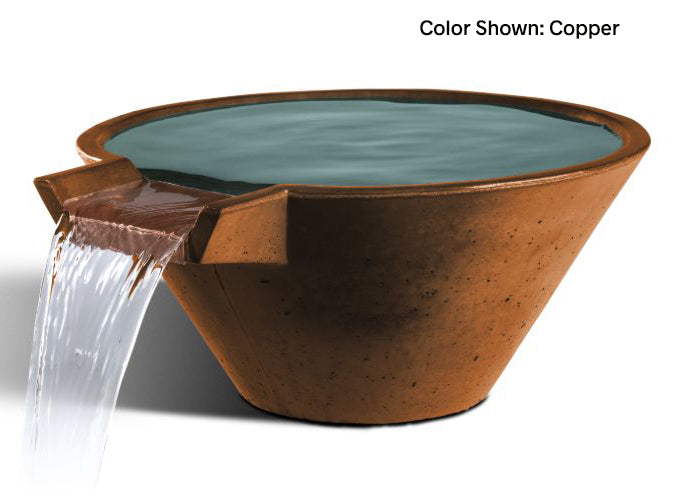 Slick Rock Concrete 22” Cascade Conical Bowl + Copper Spillway