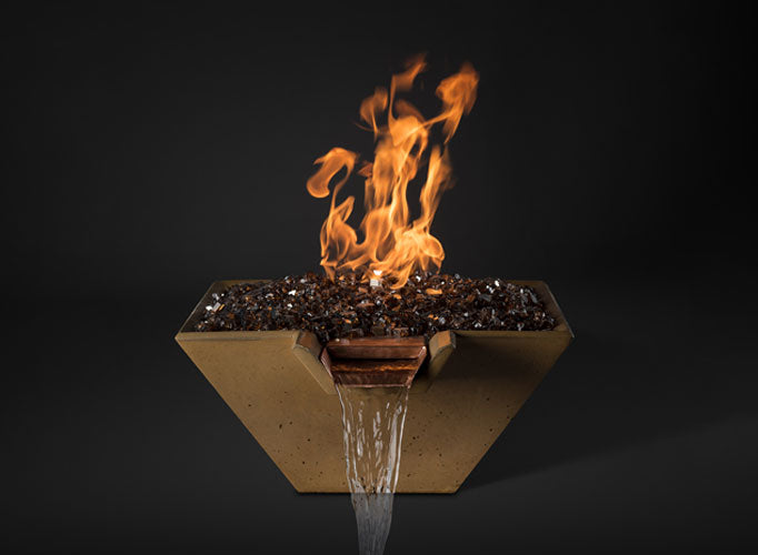 Slick Rock Concrete 22” Cascade Square Fire On Glass