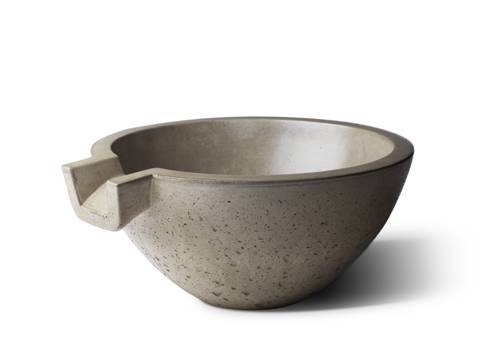 Slick Rock Concrete 24” Spill Classic Water Bowl with Copper Spillway