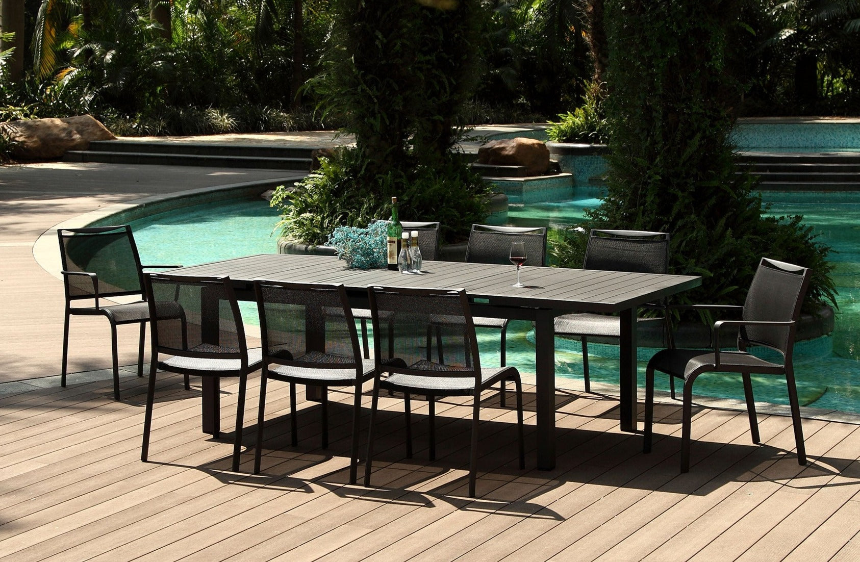 Whiteline Mod - Black Alum Outdoor Extendable Dining Table DT1567 - PrimeFair