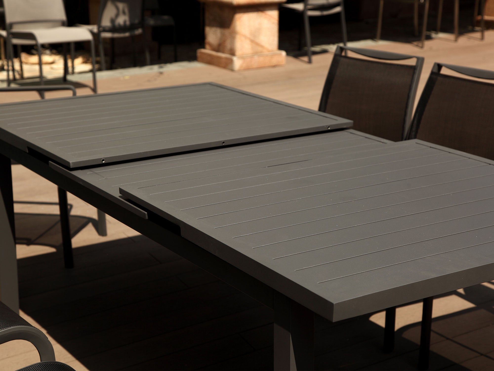Whiteline Mod - Black Alum Outdoor Extendable Dining Table DT1567 - PrimeFair