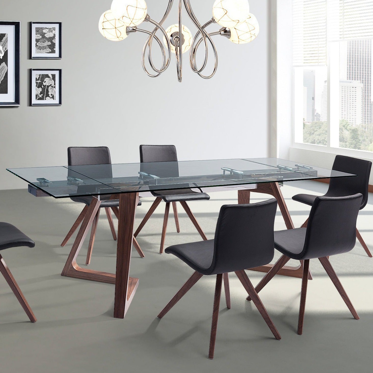 Whiteline Mod - Walnut Walnut Delta Dining Table DT1276 - PrimeFair
