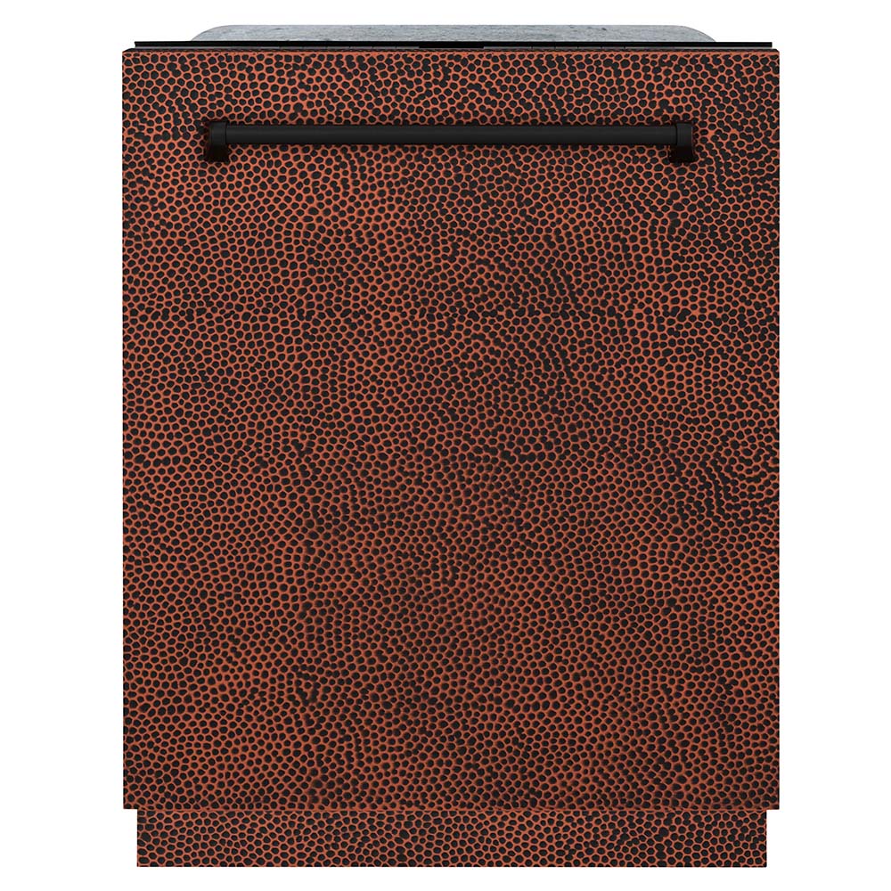 ZLINE 24 in. Panel-Included Monument Series 3rd Rack Top Touch Control Dishwasher with Hand Hammered Copper Door, 45dBa (DWMT-HH-24)