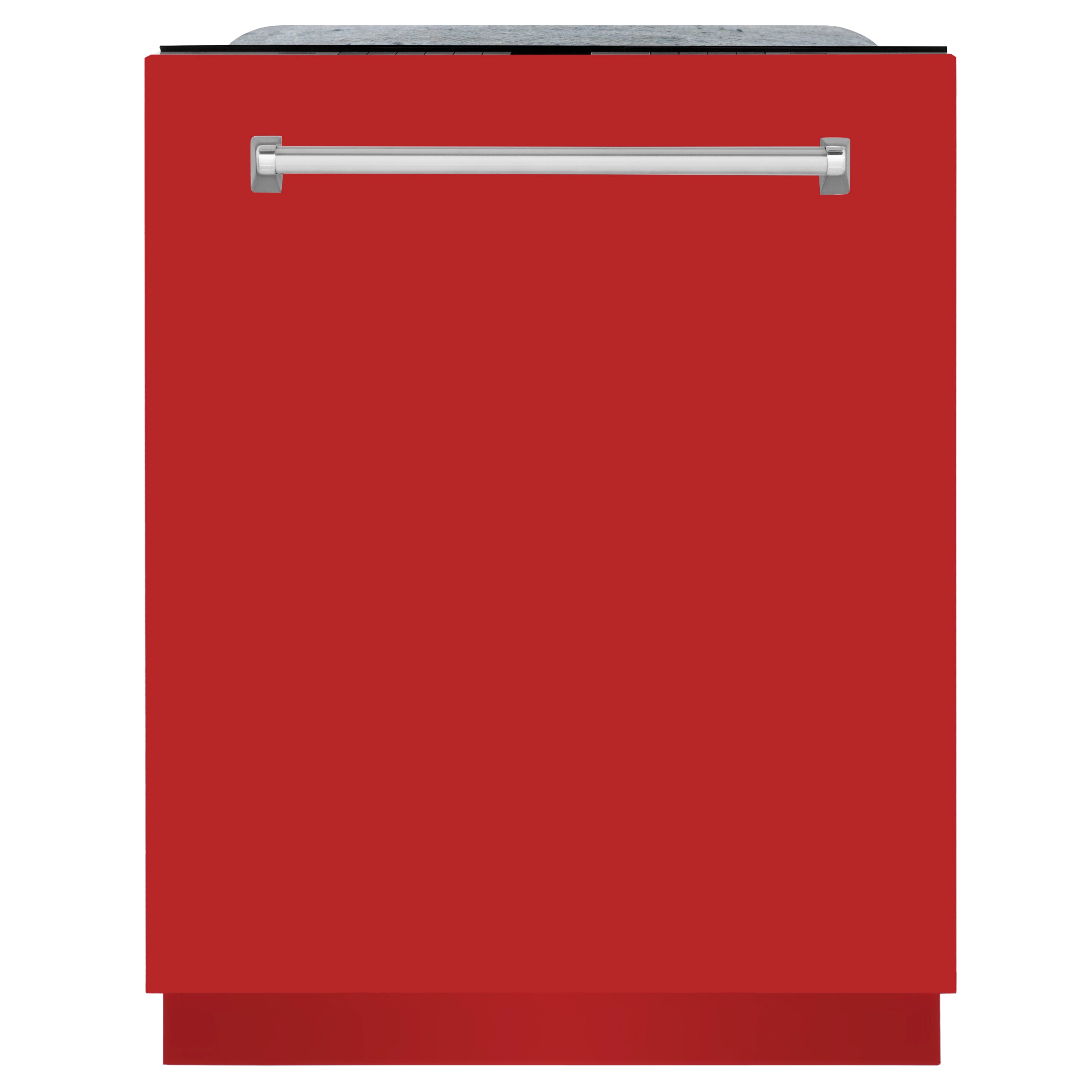 ZLINE 24 in. Panel-Included Monument Series 3rd Rack Top Touch Control Dishwasher with Red Matte Door, 45dBa (DWMT-RM-24)