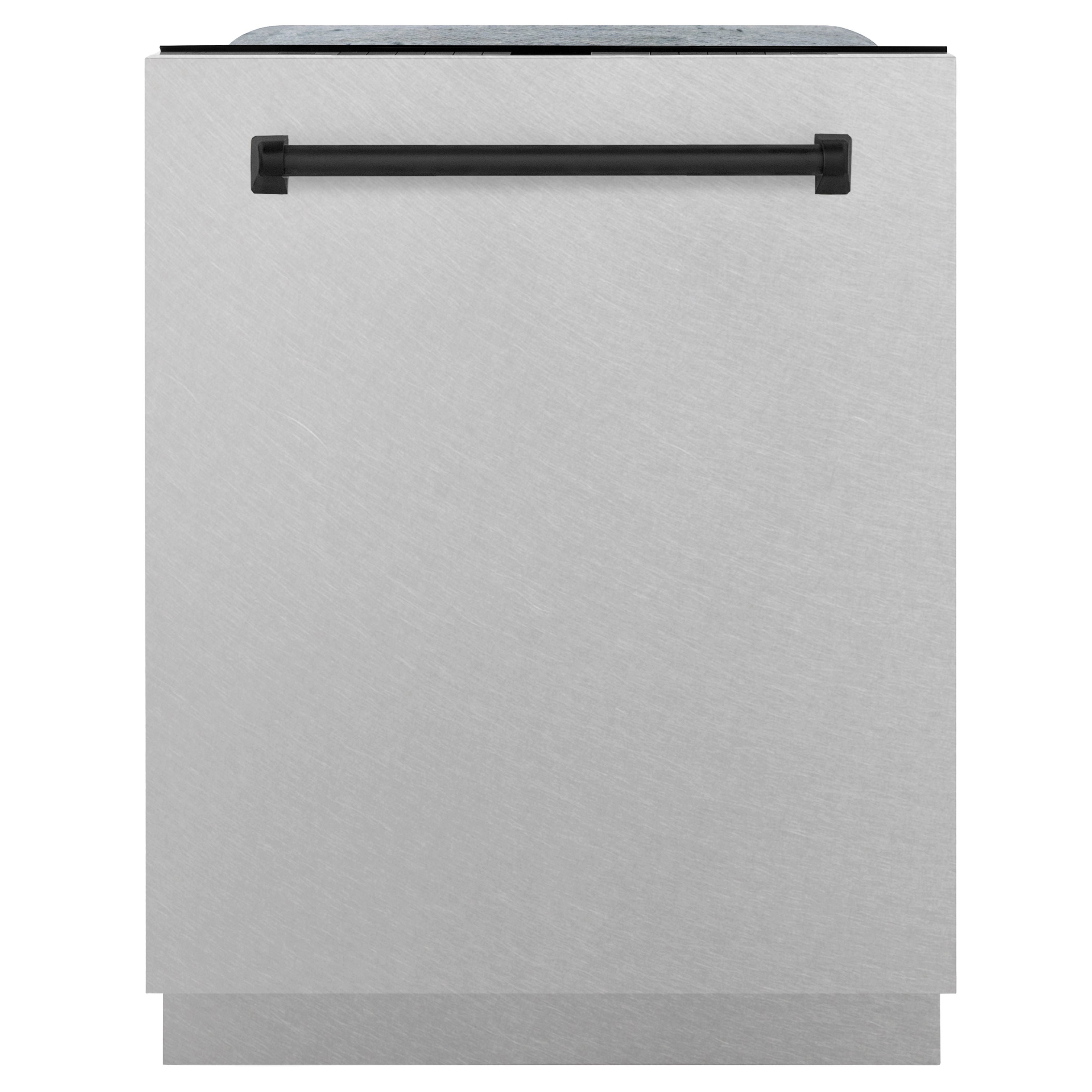 ZLINE Autograph Edition 24" 3rd Rack Top Control Tall Tub Dishwasher in Fingerprint Resistant Stainless Steel with Matte Black Accents, 45dBa (DWMTZ-SN-24-MB)