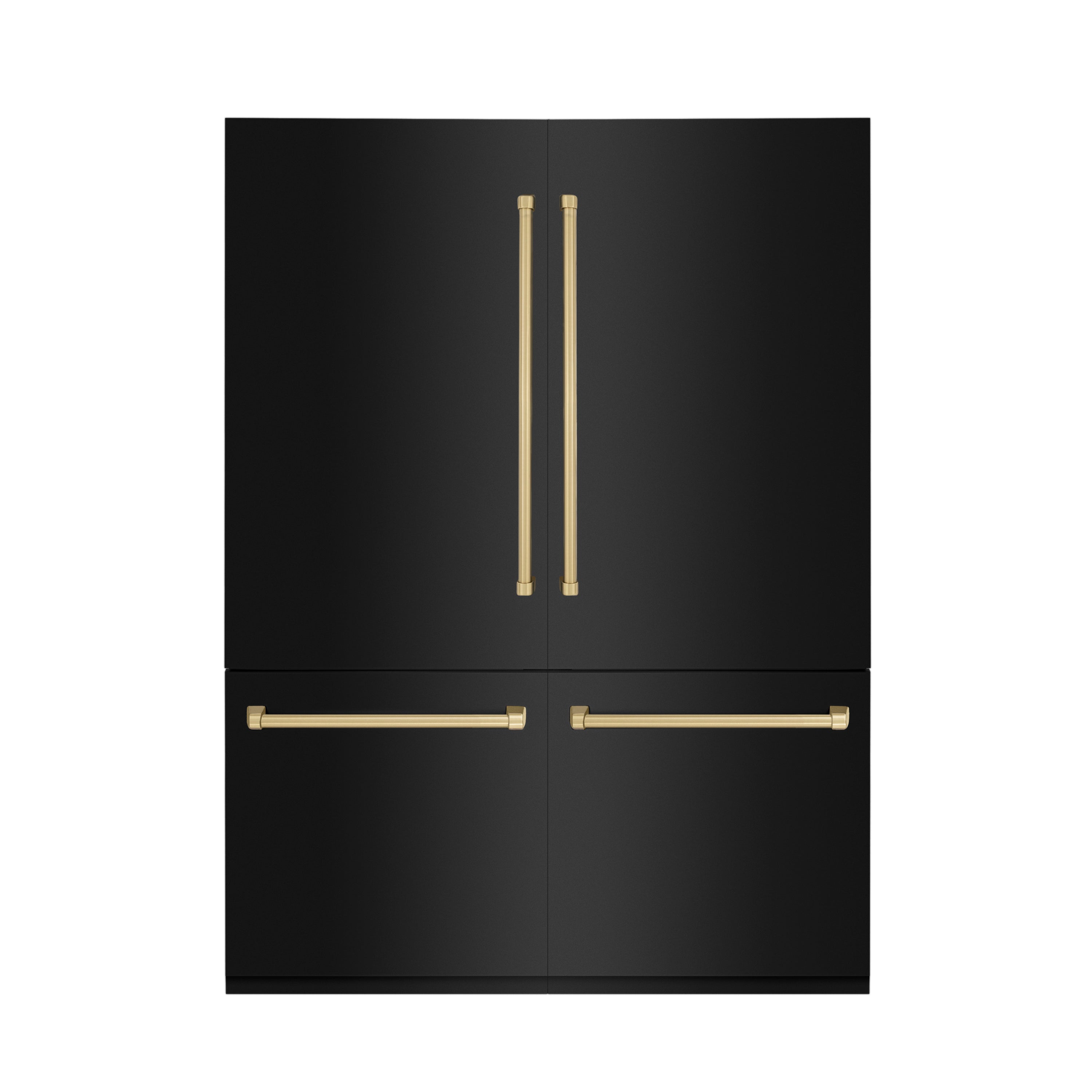 ZLINE 60 in. Autograph Edition 32.2 cu. ft. Built-in 4-Door French Door Refrigerator with Internal Water and Ice Dispenser in Black Stainless Steel with Champagne Bronze Accents (RBIVZ-BS-60-CB)