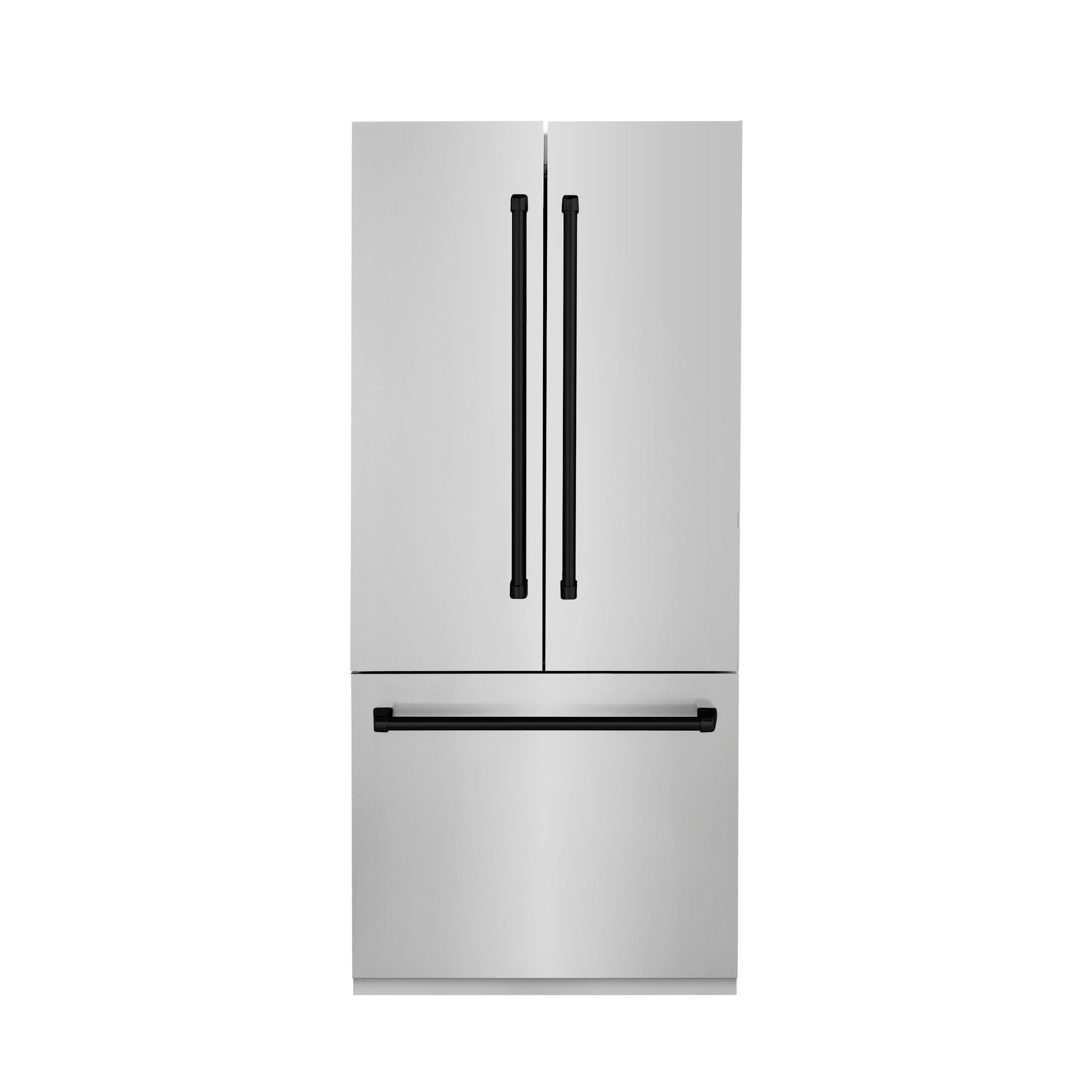 ZLINE 36 in. Autograph Edition 19.6 cu. ft. Built-in 2-Door Bottom Freezer Refrigerator with Internal Water and Ice Dispenser in Stainless Steel with Matte Black Accents (RBIVZ-304-36-MB)