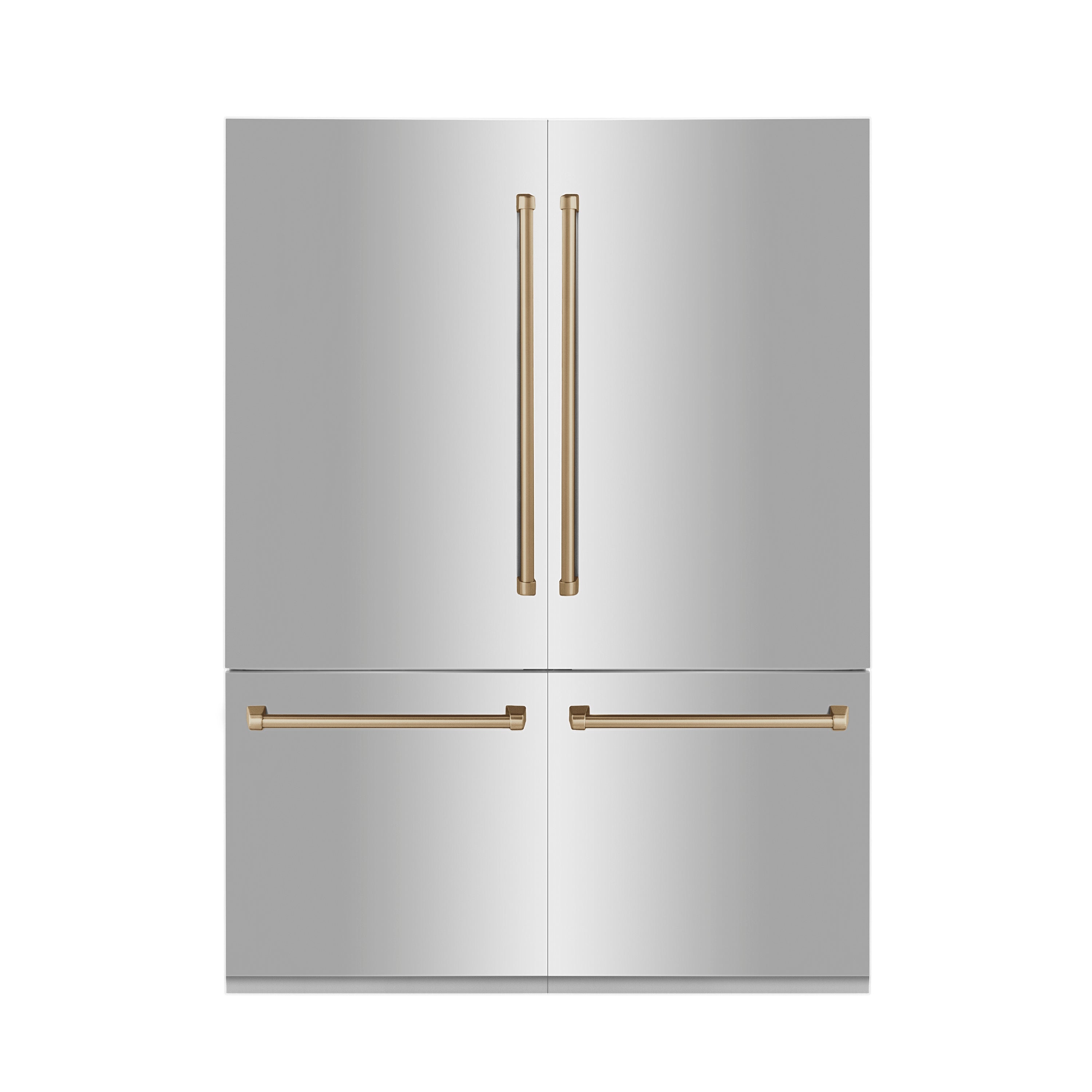 ZLINE 60 in. Autograph Edition 32.2 cu. ft. Built-in 4-Door French Door Refrigerator with Internal Water and Ice Dispenser in Stainless Steel with Champagne Bronze Accents (RBIVZ-304-60-CB)