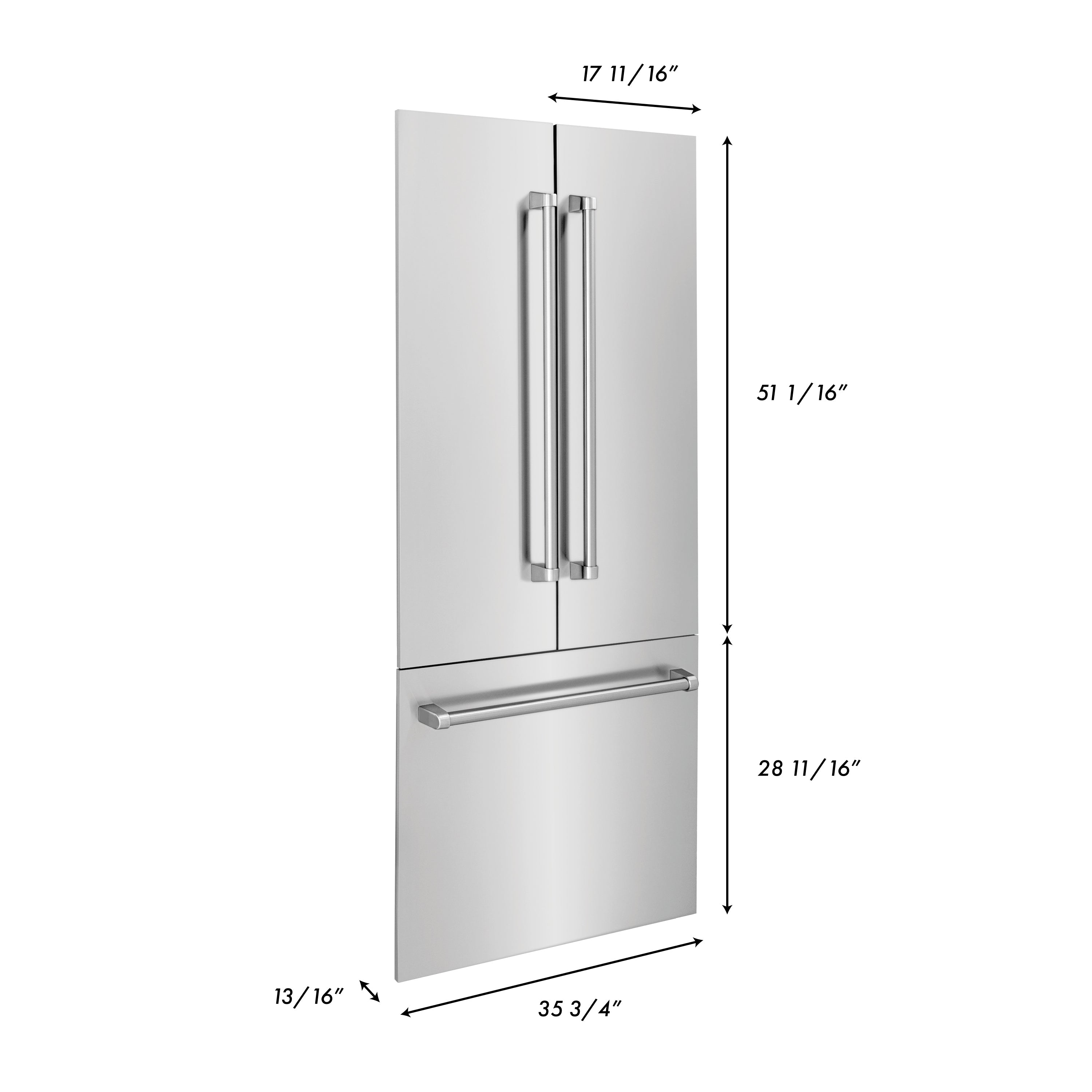 Panels & Handles Only- ZLINE 36 in. Refrigerator Panels in Stainless Steel for a 36 in. Built-in Refrigerator (RPBIV-304-36)