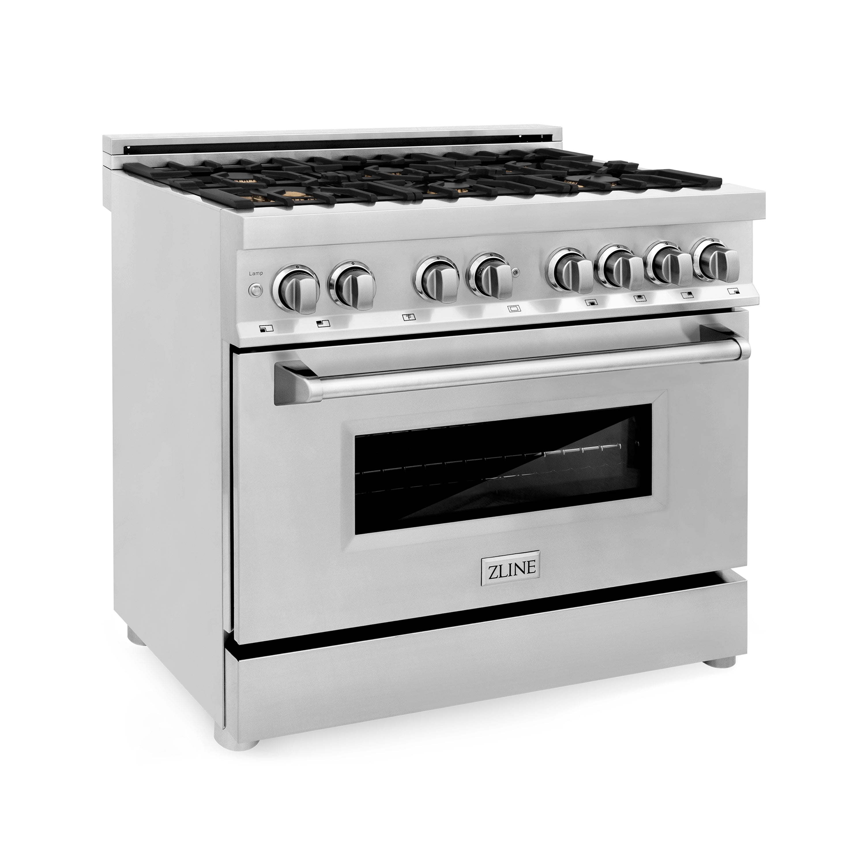 ZLINE 36 in. Dual Fuel Range with Gas Stove and Electric Oven in Stainless Steel with Brass Burners (RA-BR-36)
