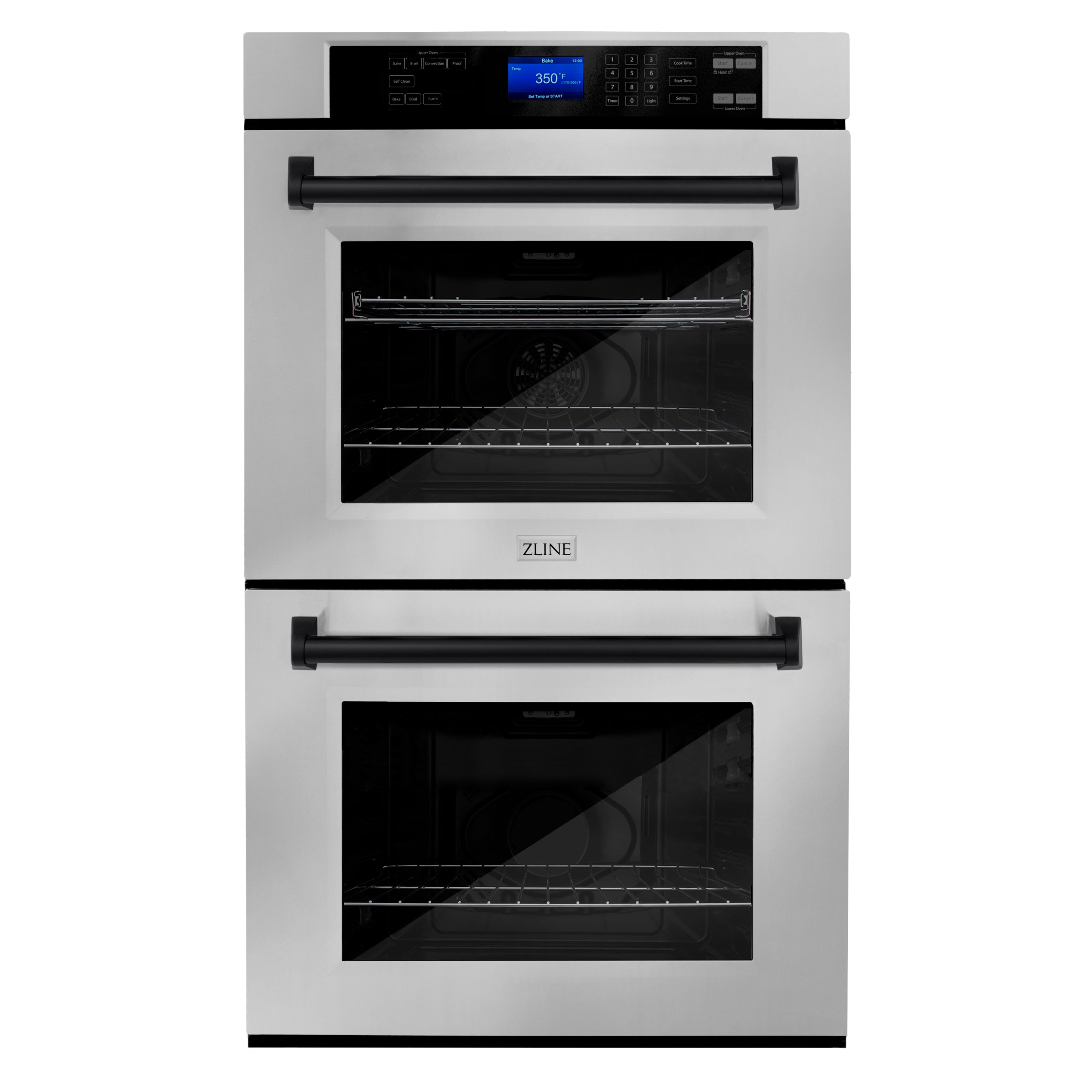 ZLINE 30 in. Autograph Edition Electric Double Wall Oven with Self Clean and True Convection in Stainless Steel and Matte Black Accents (AWDZ-30-MB)