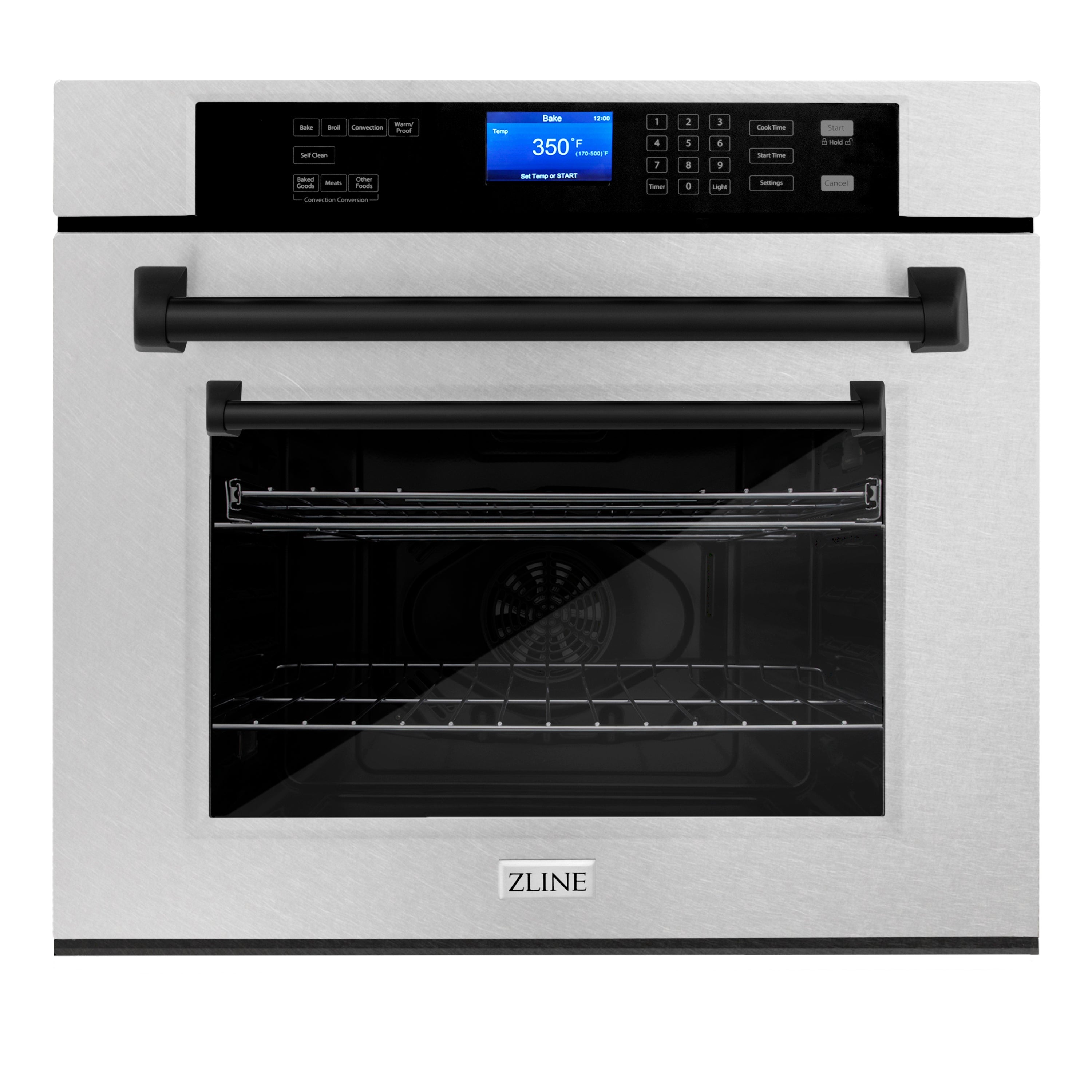 ZLINE 30 in. Autograph Edition Electric Single Wall Oven with Self Clean and True Convection in Fingerprint Resistant Stainless Steel and Matte Black Accents (AWSSZ-30-MB)