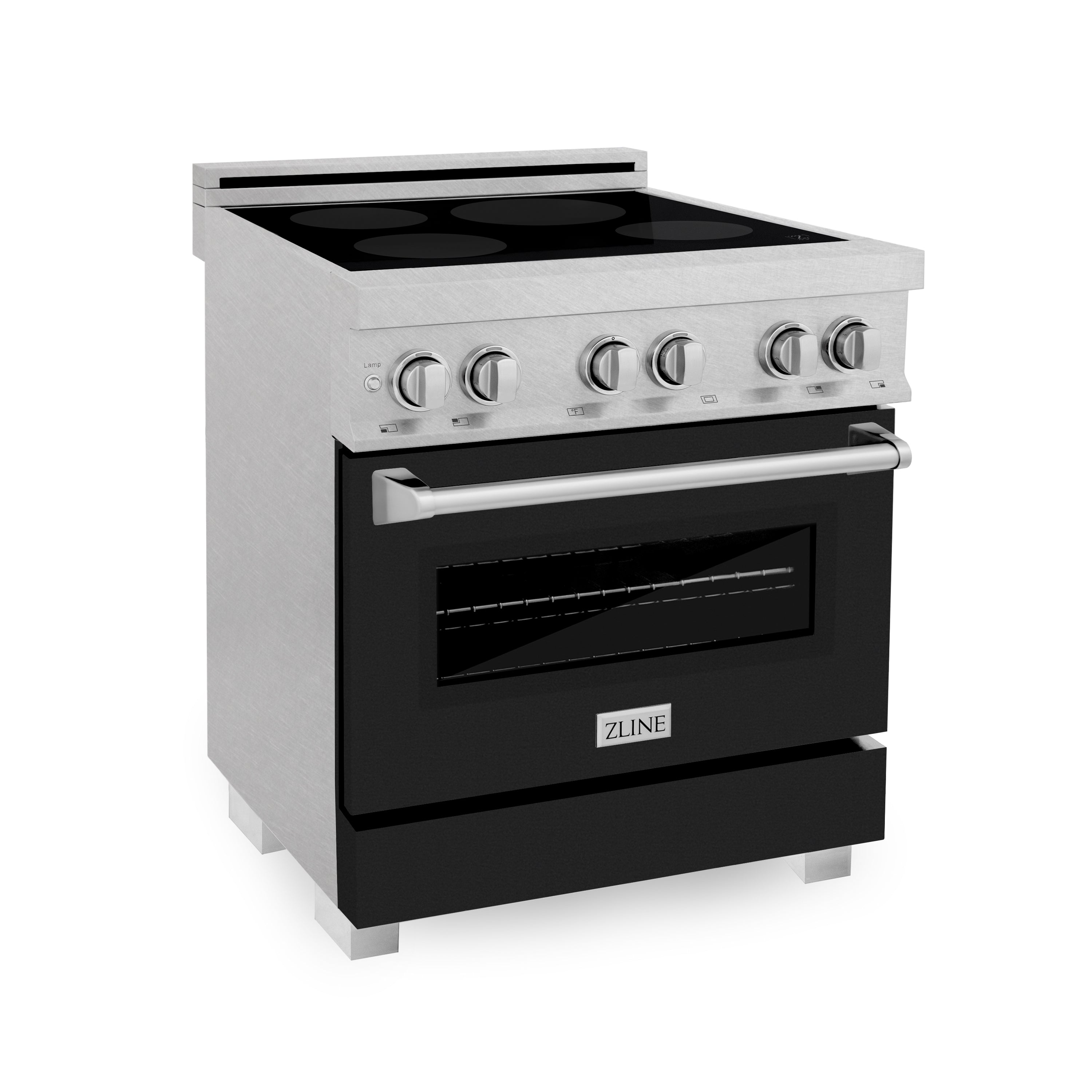 ZLINE 30 IN. 4.0 cu. ft. Induction Range in Fingerprint Resistant Stainless Steel with a 4 Element Stove, Electric Oven, and Black Matte Door (RAINDS-BLM-30)