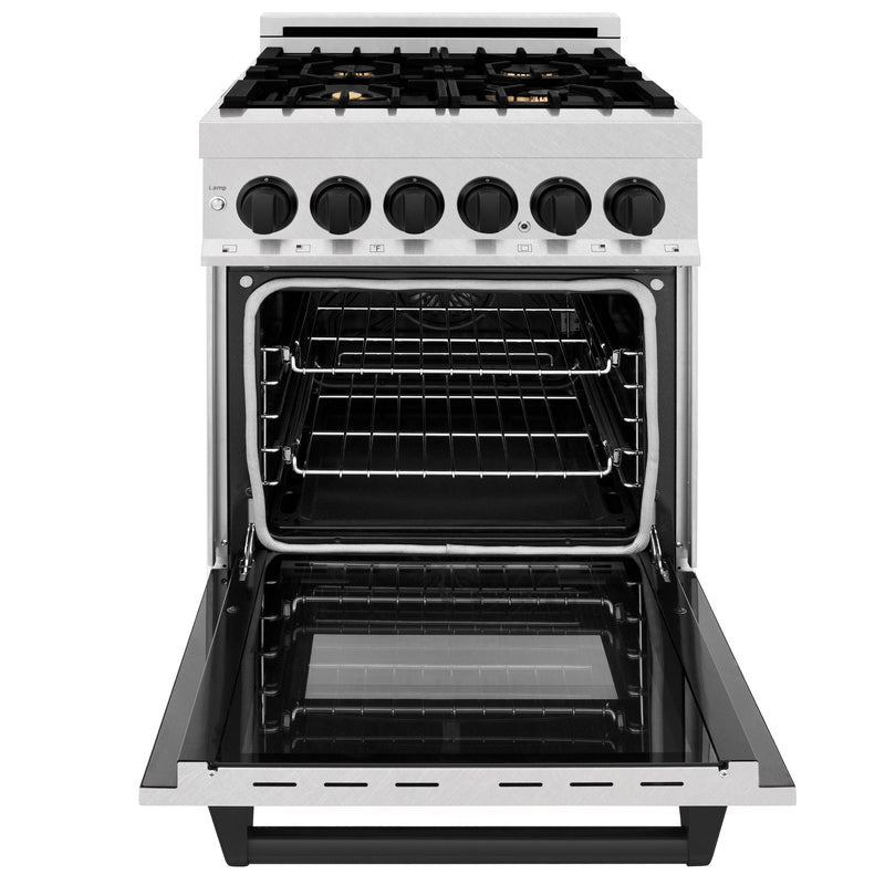 ZLINE Autograph Edition 24" 2.8 cu. ft. Dual Fuel Range with Gas Stove and Electric Oven in DuraSnow Stainless Steel with Accents
