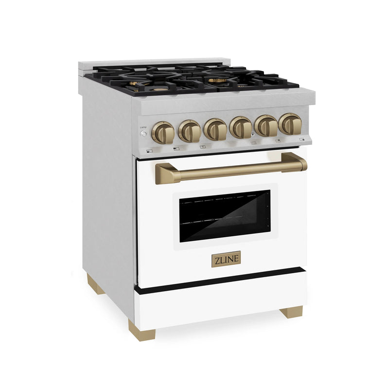 ZLINE Autograph Edition 24" 2.8 cu. ft. Dual Fuel Range with Gas Stove and Electric Oven in Stainless Steel with Accents - RAZ-24