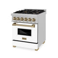 ZLINE Autograph Edition 24" 2.8 cu. ft. Dual Fuel Range with Gas Stove and Electric Oven in DuraSnow Stainless Steel with White Matte Door and Accents - RASZ-WM-24