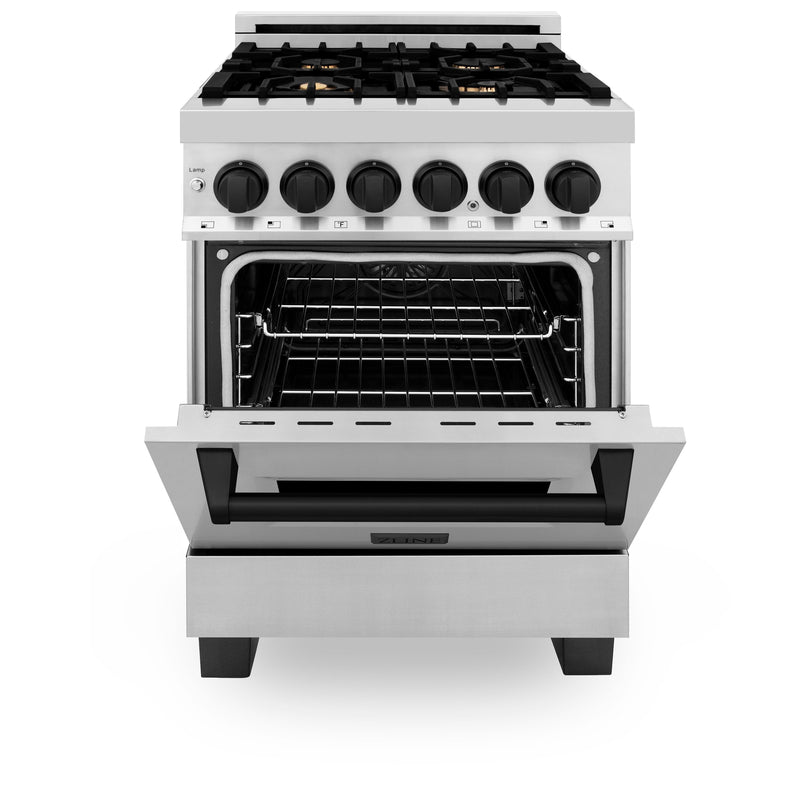 ZLINE Autograph Edition 24" 2.8 cu. ft. Dual Fuel Range with Gas Stove and Electric Oven in Stainless Steel with Accents