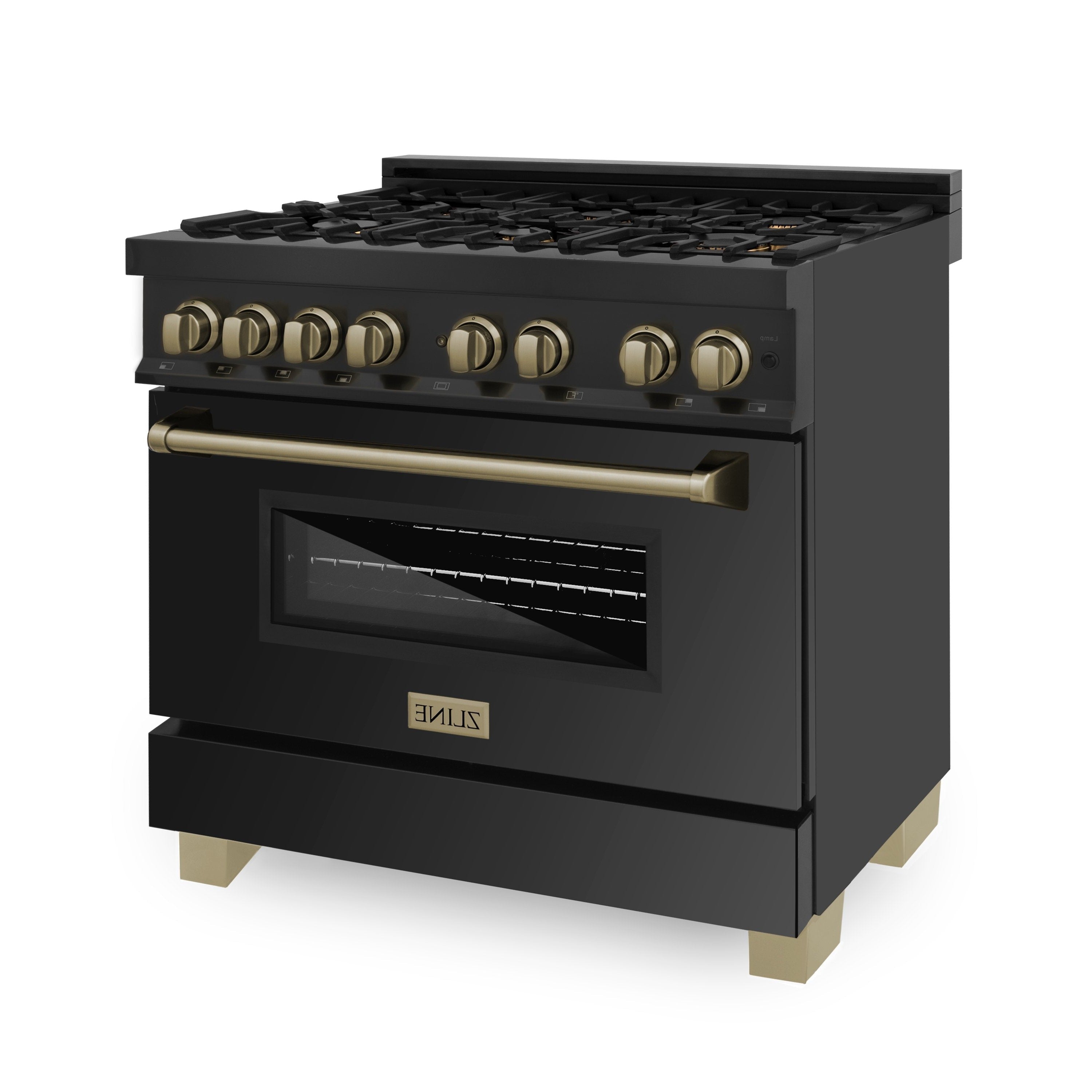 ZLINE Autograph Edition 60 7.4 Cu. ft. Dual Fuel Range with GAS Stove and Electric Oven in Stainless Steel with Accents (RAZ-60) Black Matte