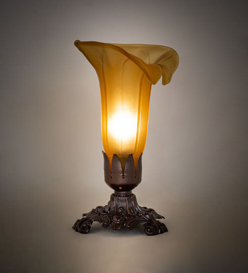 Meyda 8" High Amber Tiffany Pond Lily Victorian Accent Lamp- 10221