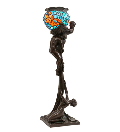 Meyda  35" High Lovers' Trangle W/Tiffany Goldfish Table Lamp- 10708