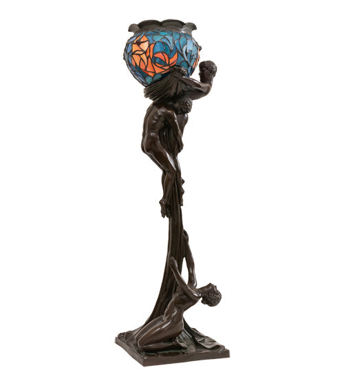 Meyda  35" High Lovers' Trangle W/Tiffany Goldfish Table Lamp- 10708