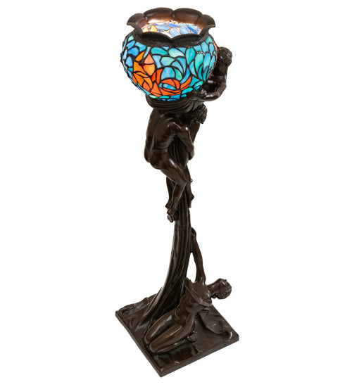 Meyda  35" High Lovers' Trangle W/Tiffany Goldfish Table Lamp- 10708