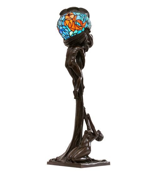 Meyda  35" High Lovers' Trangle W/Tiffany Goldfish Table Lamp- 10708