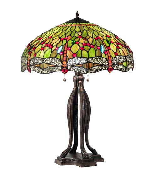 Meyda 30" High Tiffany Hanginghead Dragonfly Table Lamp - 109607