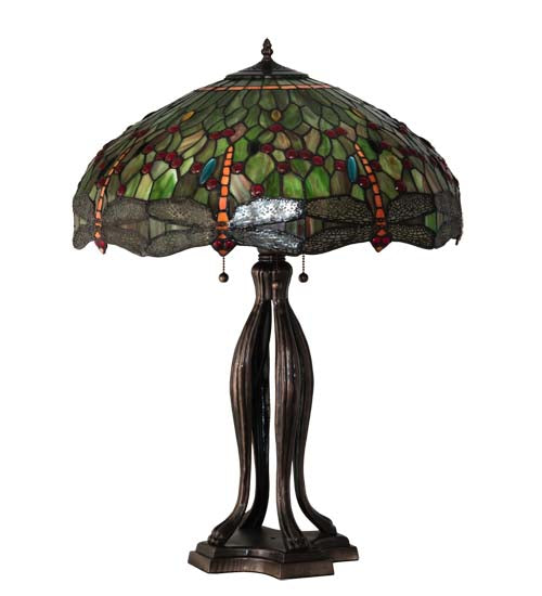 Meyda 30" High Tiffany Hanginghead Dragonfly Table Lamp - 109607