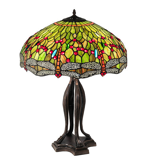 Meyda 30" High Tiffany Hanginghead Dragonfly Table Lamp - 109607